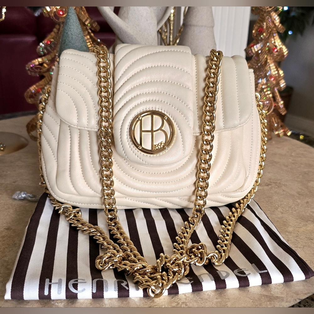 Henri Bendel Quilted Leather Convertible Gold Chain Shoulder Bag NWOT - Picture 13 of 13
